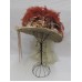 Straw Hat w/ Brim Summer Garden Party Derby Netting Veil Feathers Bird Large  eb-97794959